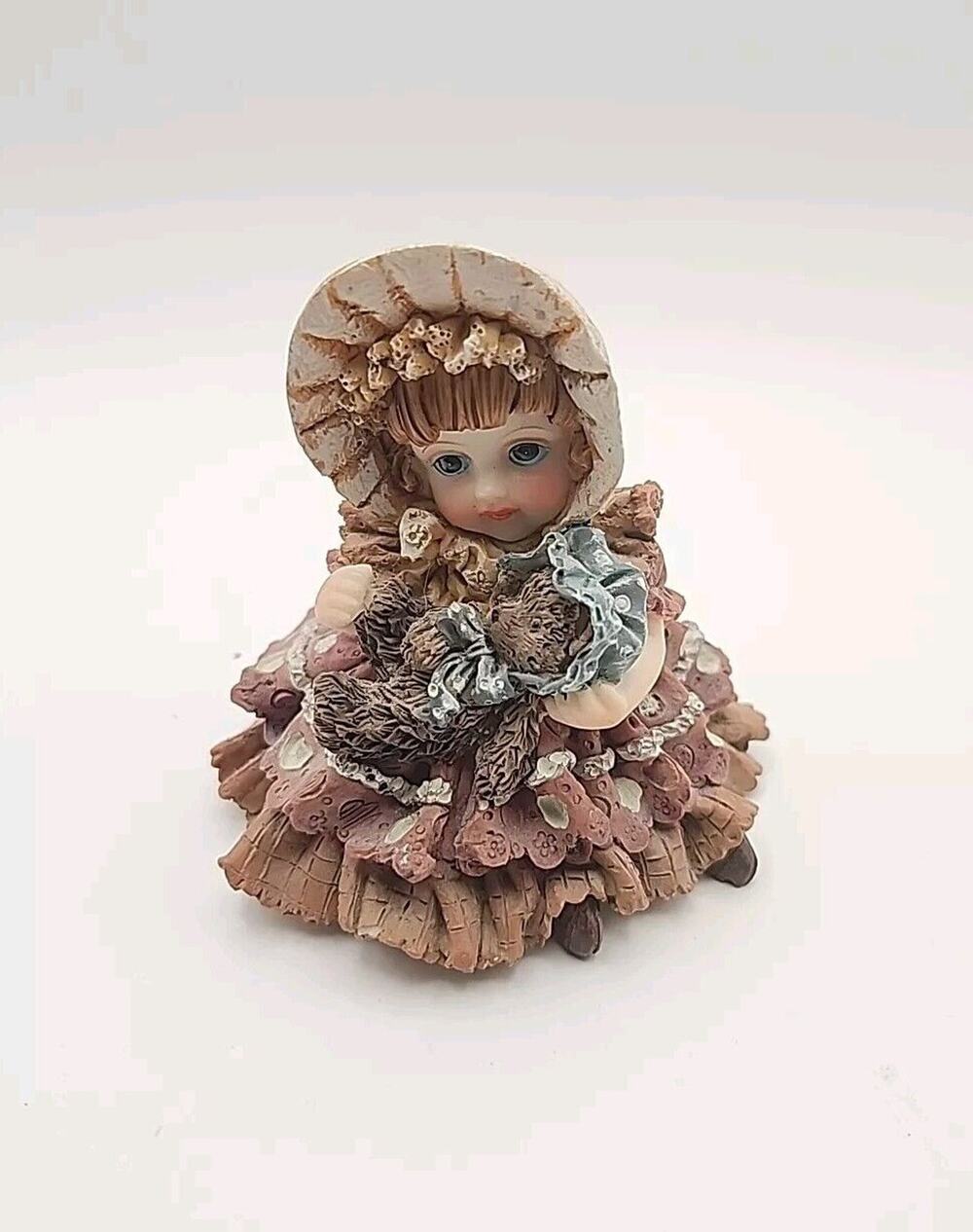 Vintage Meerchi MRH Little Girl w/ Teddy Bear Resin Figurine 3.25" Hand Painted